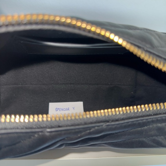 Black Quilted Leather Shoulder Bag with Gold Chain - Picture 4 of 4